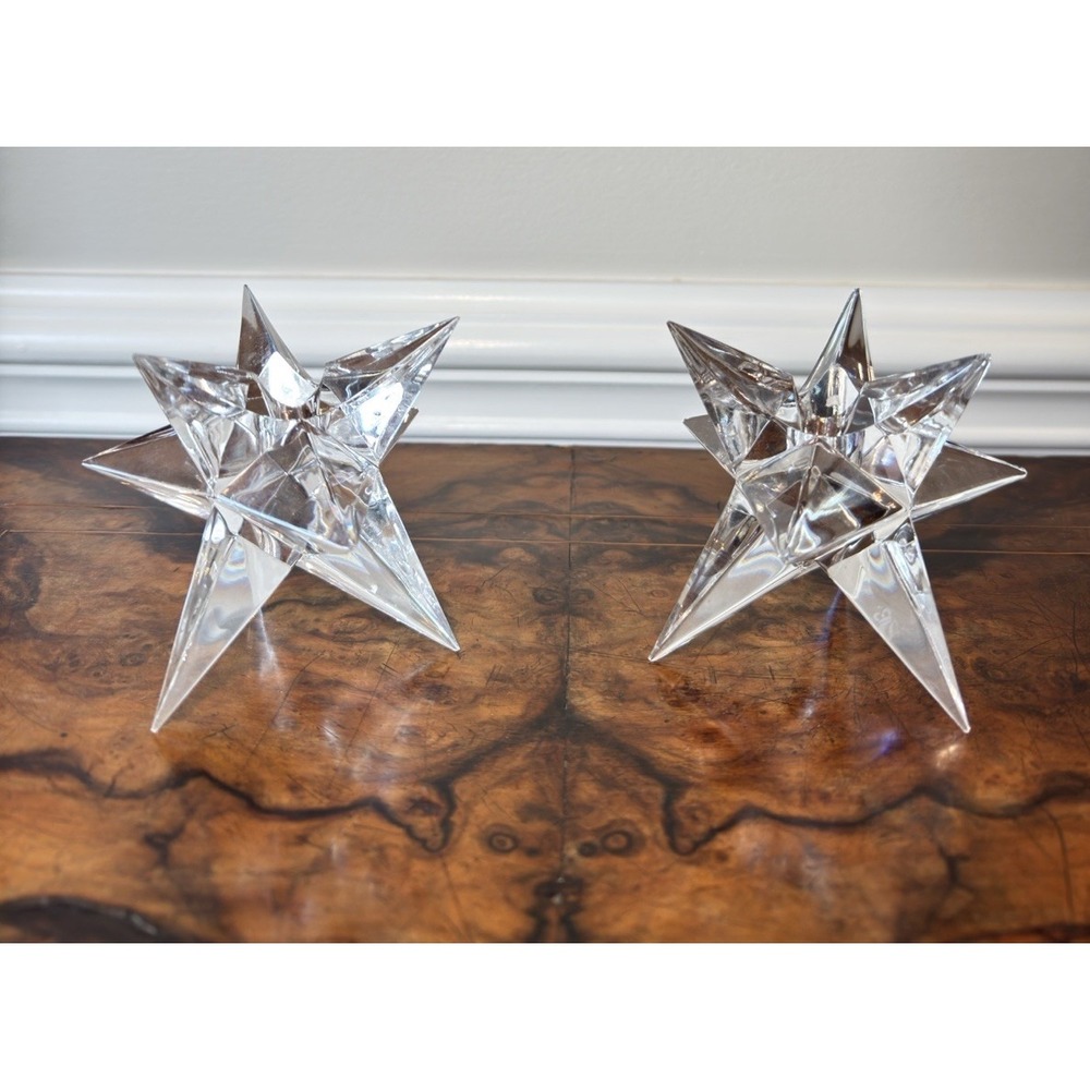 Vintage Rosenthal Crystal Single Lightโ Star Candle Stick Holders 3" PAIR
